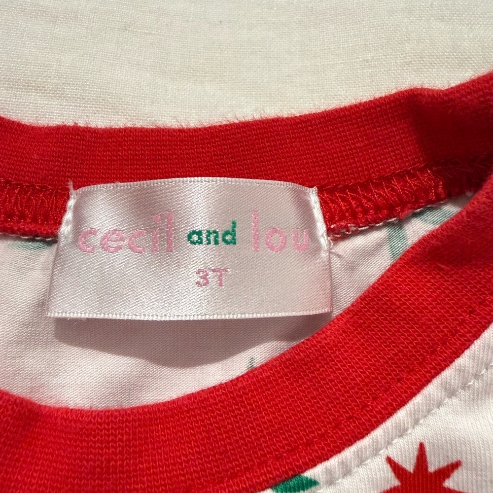 EUC Cecil and Lou Monogram “BBE” Green Stripe Red Christmas Tree Holiday 3T - Picture 3 of 4